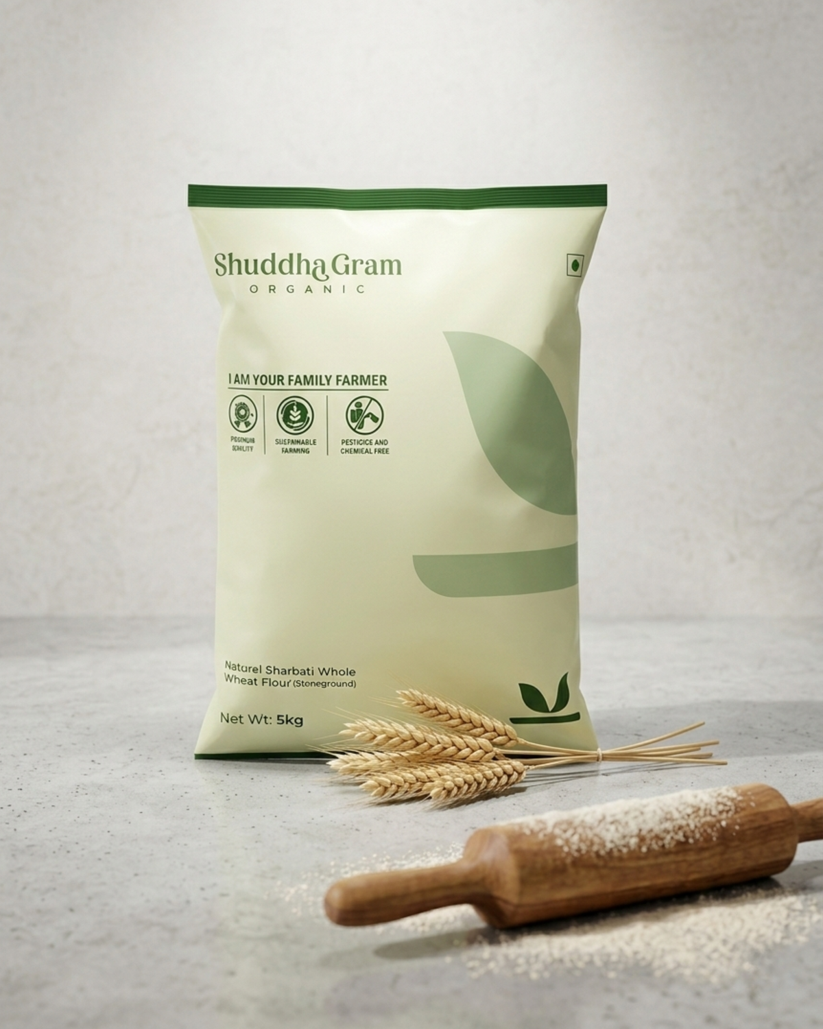 Natural Sharbati Whole Wheat Flour (Stoneground) 5kg